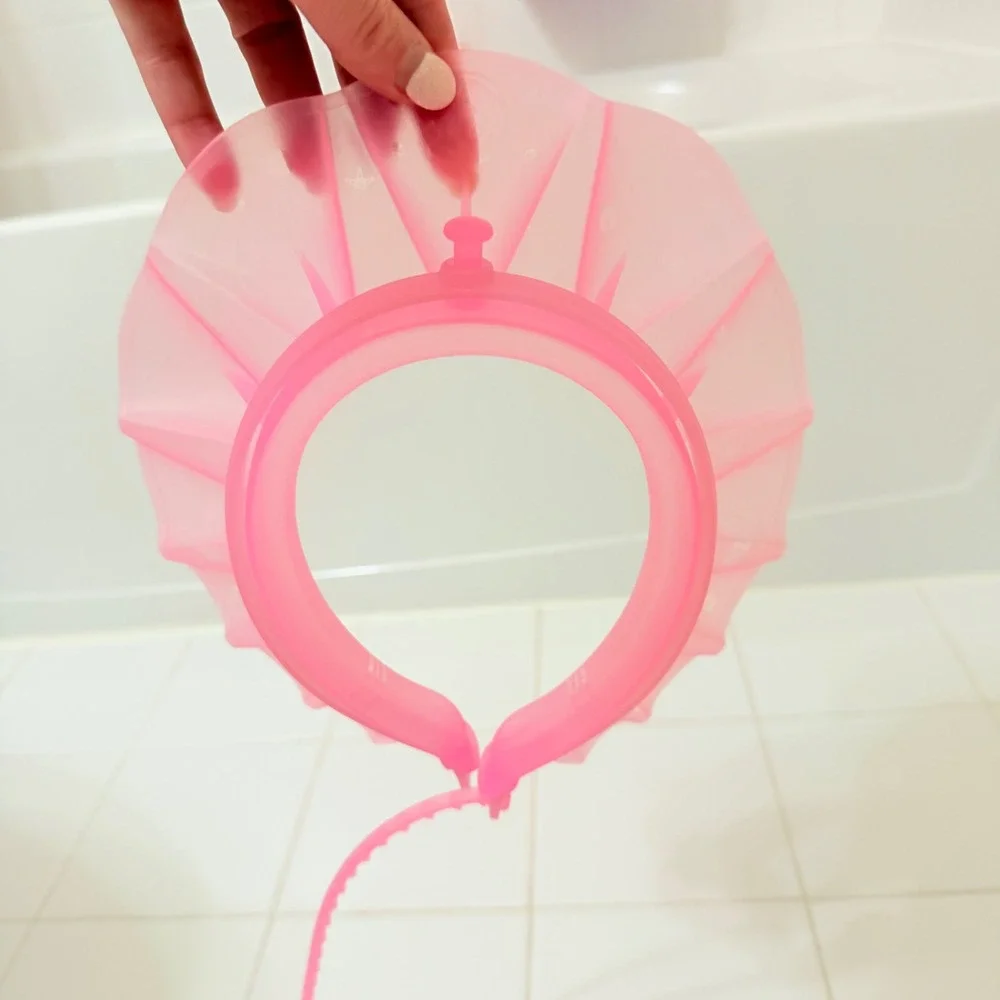Pink Adjustable Baby Bath Visor Shampoo Shield for Hair Washing Water Guard